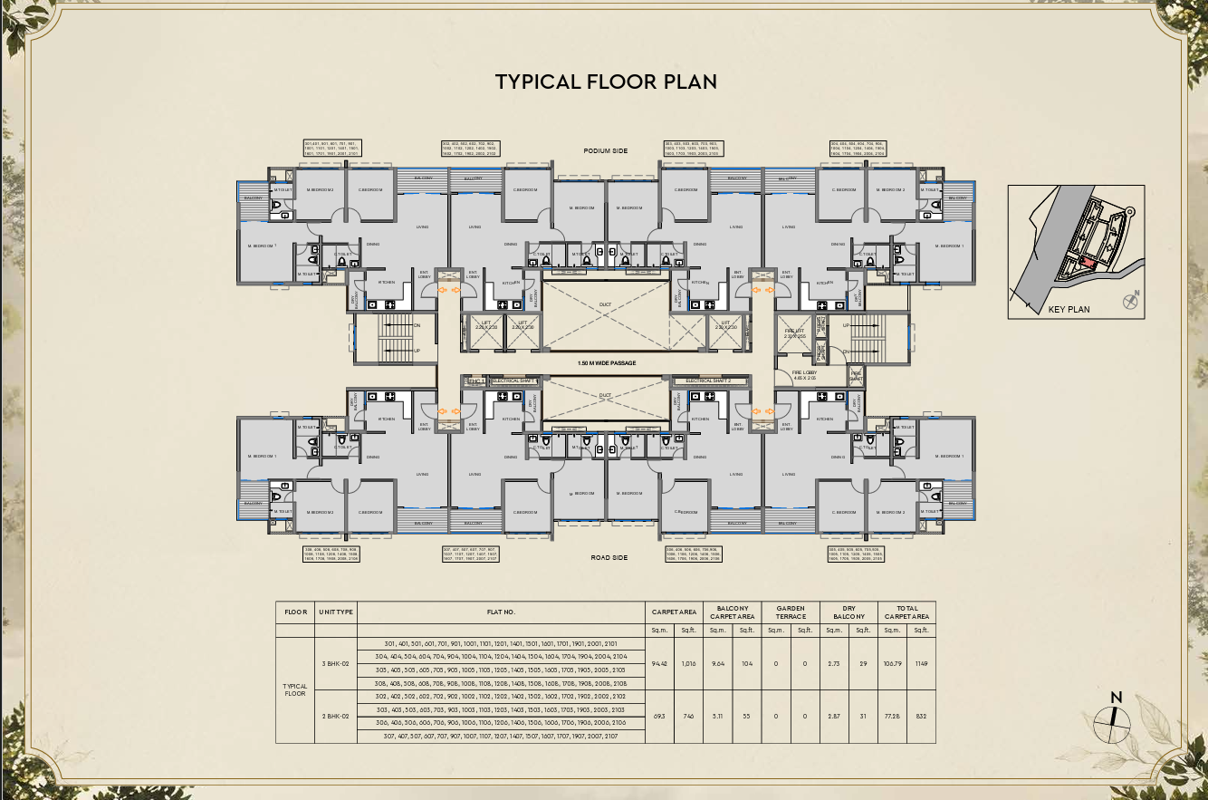 Mahindra Rivenza 3 BHK floor plan